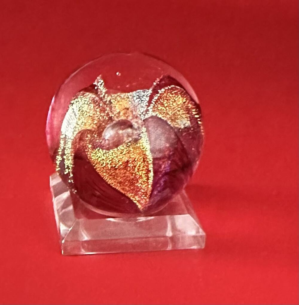 Glass Eye Studio GES 00 Dichroic Art Glass Paperweight Metallic Sparkles/Signed